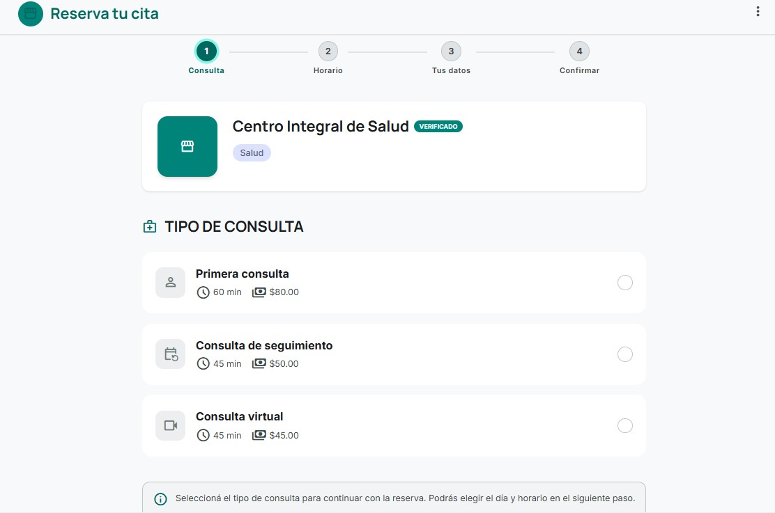 Mini Turnos — Reserva